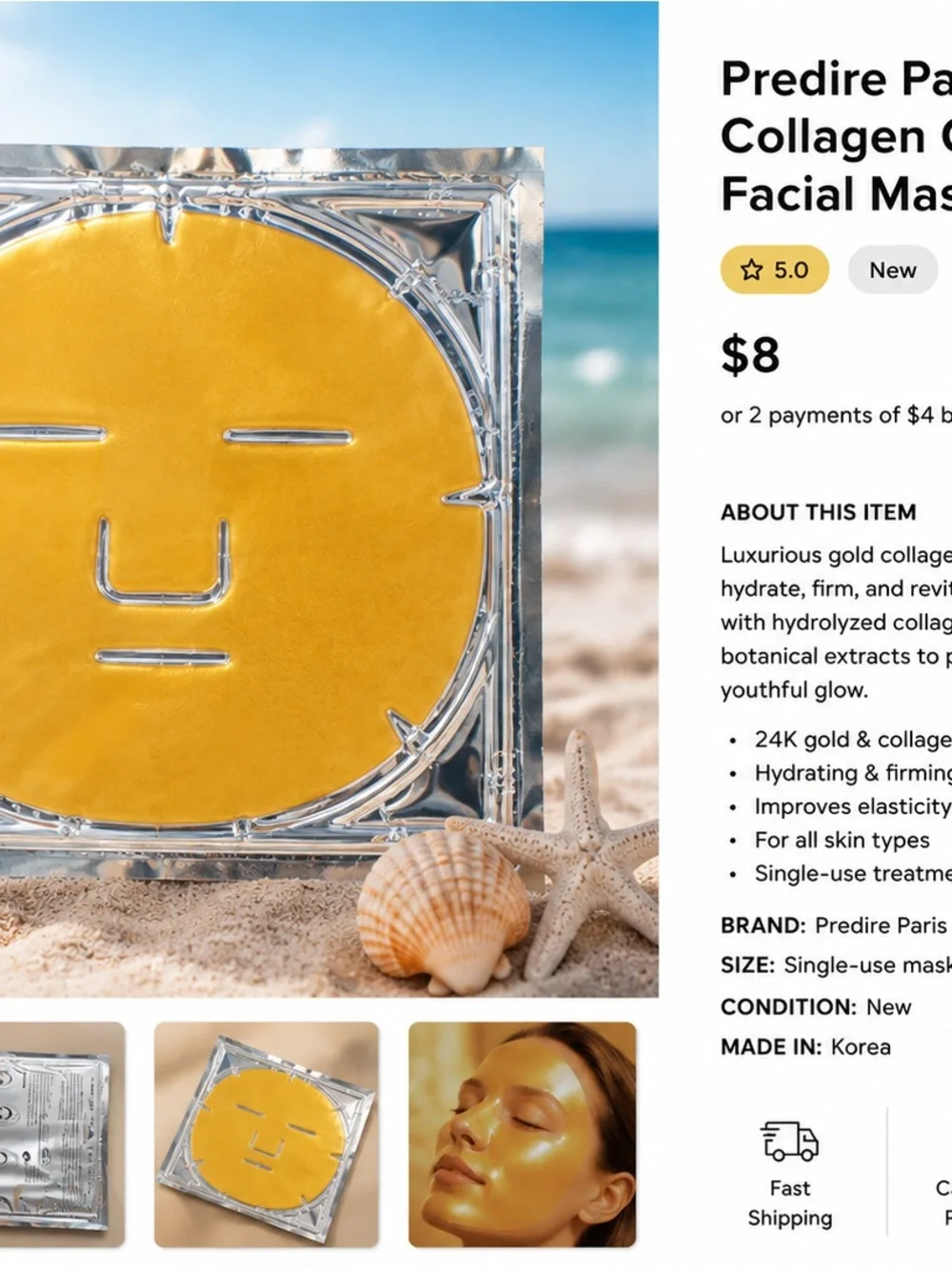 Platinum Collagen Cell Renewal Facial Mask - Silver